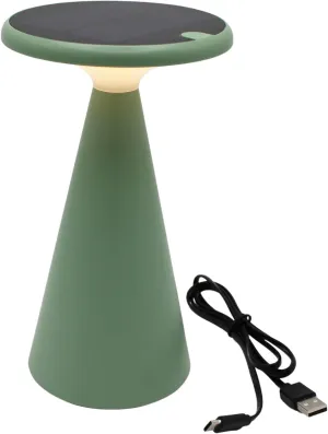 Portable Solar Powered Mushroom LED Table Lamp - Indoor/Outdoor Use - Stepless Dimming - Up to 45 Hour Rechargeable Battery - 1.6W, 160 lumens, 2700K - IP44 Weather Resistant - Green
