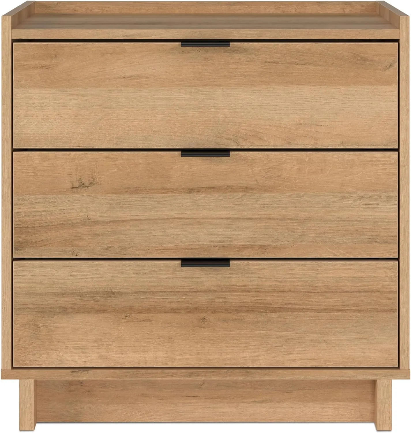 Prepac Simply Modern Nightstand Bedside Table, Natural Oak Nightstand for Bedroom, End Table with 3 Drawers 26.5" W x 26.75" H x 16" D