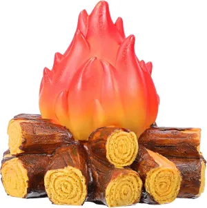 PRETYZOOM Fake Campfire Lamp, Small Artificial Fire Lamp, Battery Operated Faux Firecamp Night Lights, Holiday Indoor Table Centerpiece, Halloween Christmas Campfire Party Decorations
