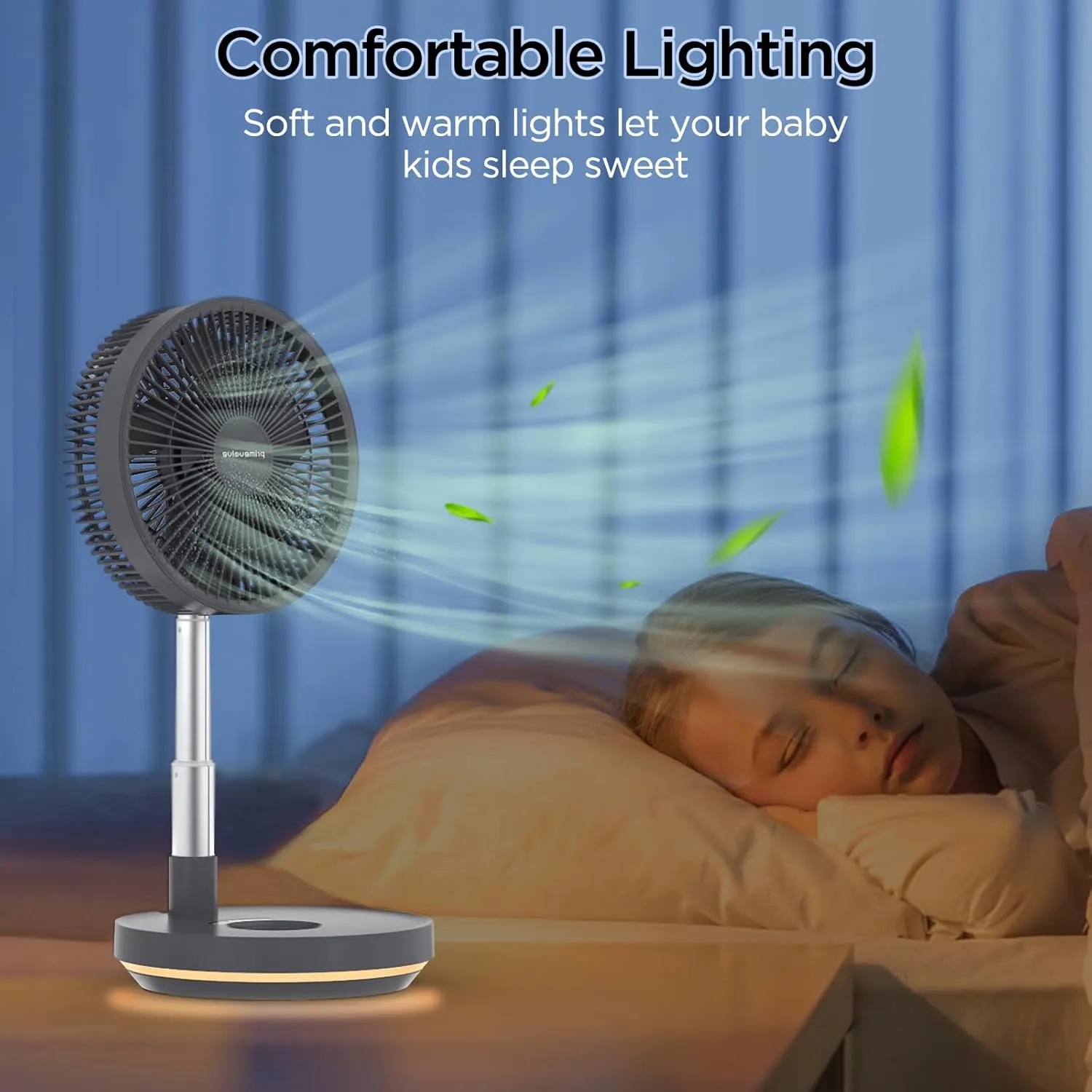 Primevolve Portable Rechargeable Oscillating Fan, Battery Operated Fan Adjustable Height, USB Home Office Outdoor Camping Travel, Dark Gray 10"