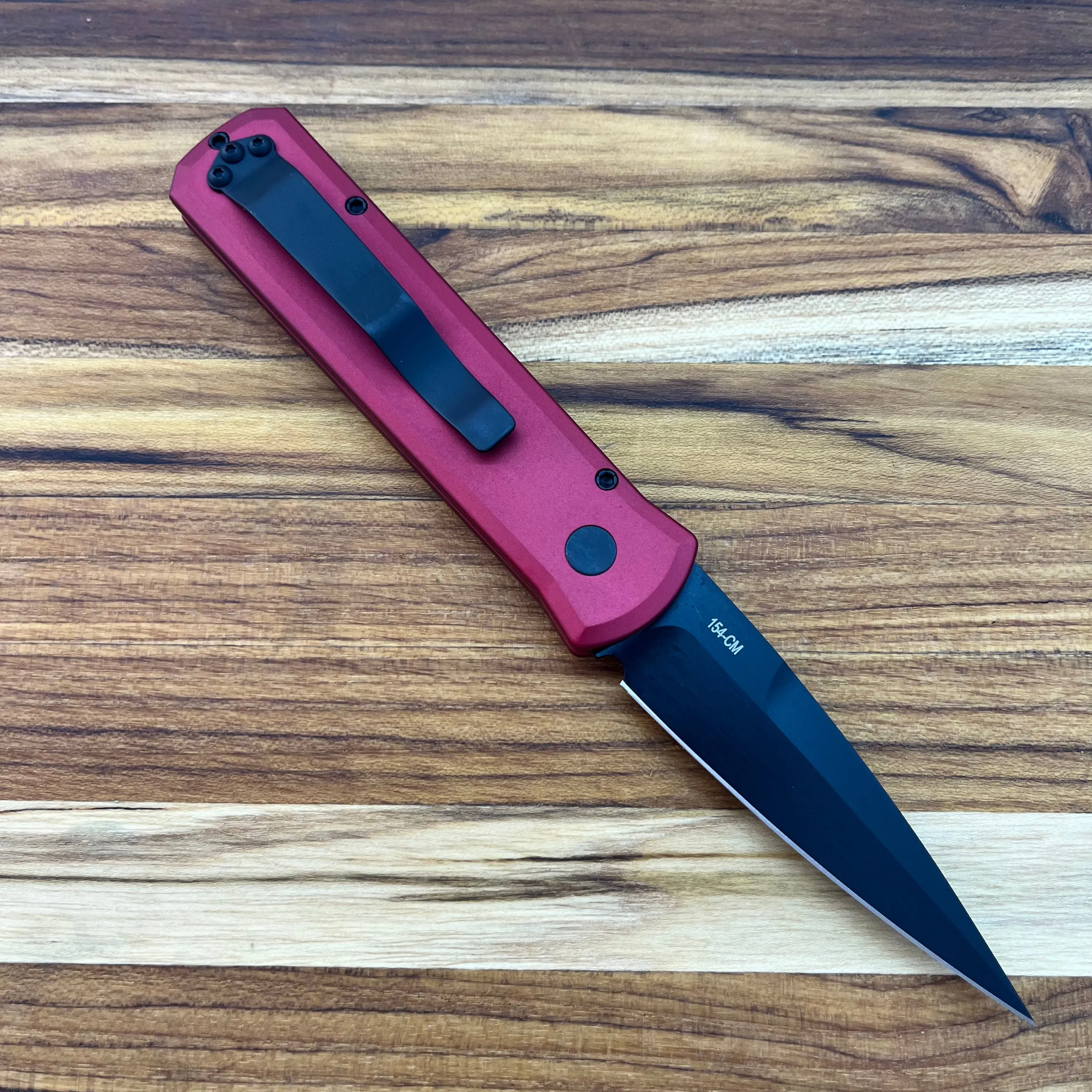 Pro-Tech Godson 3.15" Auto w/ Red Aluminum Handle