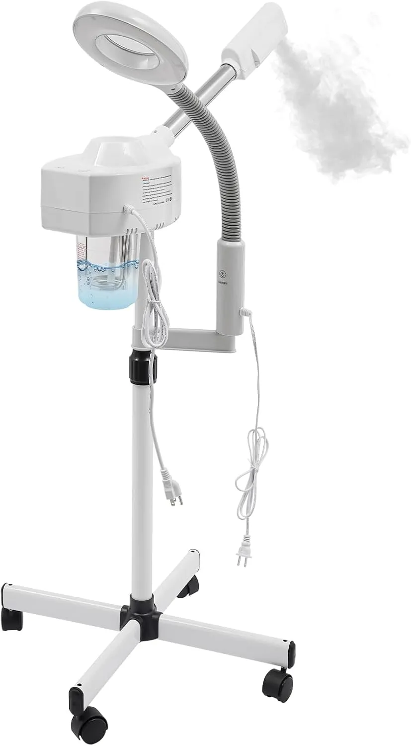Professional 2-in-1 Facial Steamer with Magnifier, 800W High-Power Steam & 3x/5x Skin Analyzer, 360° Adjustable Spray, 23oz Tank, Auto Shut-Off, for Home/Salon/Spa