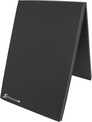 ProsourceFit Bi-Fold Folding Thick Exercise Mat 6’x2’ with Carrying Handles for MMA, Gymnastics Core Workouts, Grey