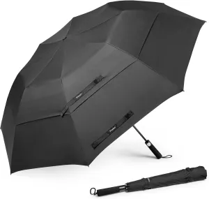 Prospo 62 Inch Portable Golf Umbrella Oversize Automatic Open Stick Umbrella Extra Large Double Canopy Vented Windproof Waterproof