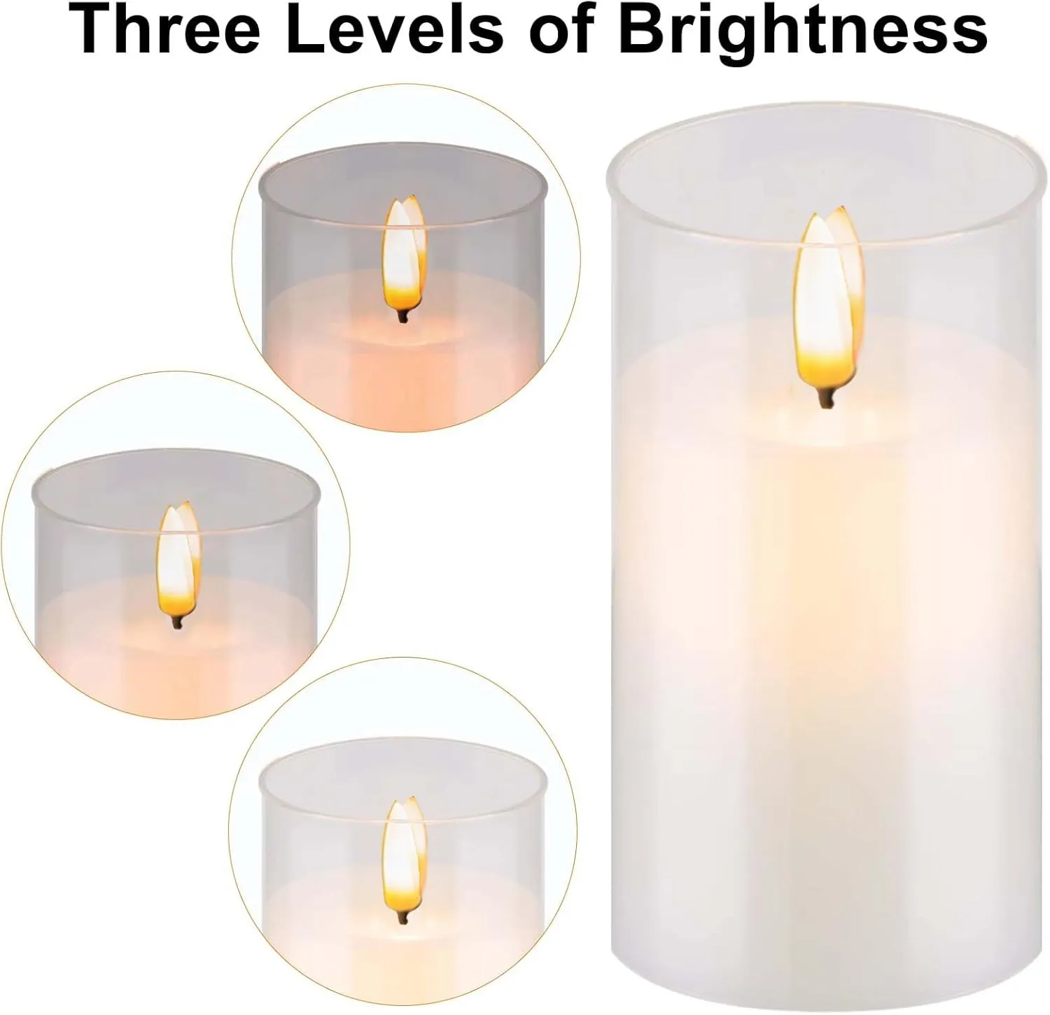 Pure White Candle Lights, Plexiglass Flickering Flameless Candles with 2 Remote and Timer, 5 (D 3"×H 4" 4" 5" 5" 6") Pack Large Pillar Candles Battery Operated for Home and Holiday Decoration