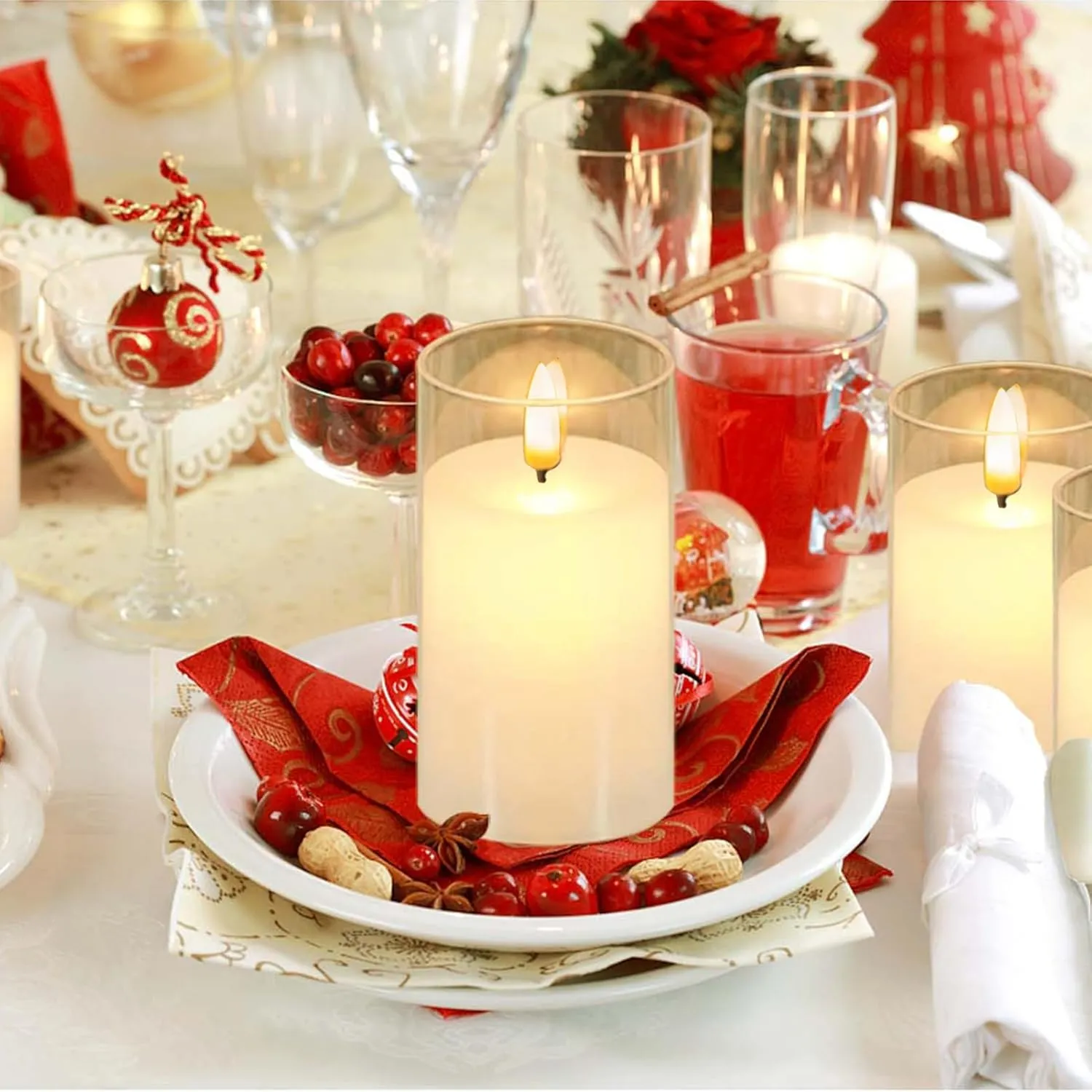 Pure White Candle Lights, Plexiglass Flickering Flameless Candles with 2 Remote and Timer, 5 (D 3"×H 4" 4" 5" 5" 6") Pack Large Pillar Candles Battery Operated for Home and Holiday Decoration
