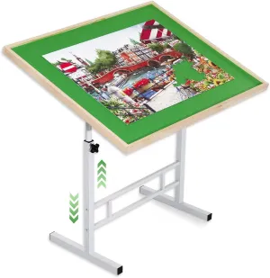 Puzzle Table 1500 Pieces Wooden Jigsaw Puzzle Table with Legs Height Adjustable & Angled Tiltable Puzzle Tables for Adults Folding Puzzle Board