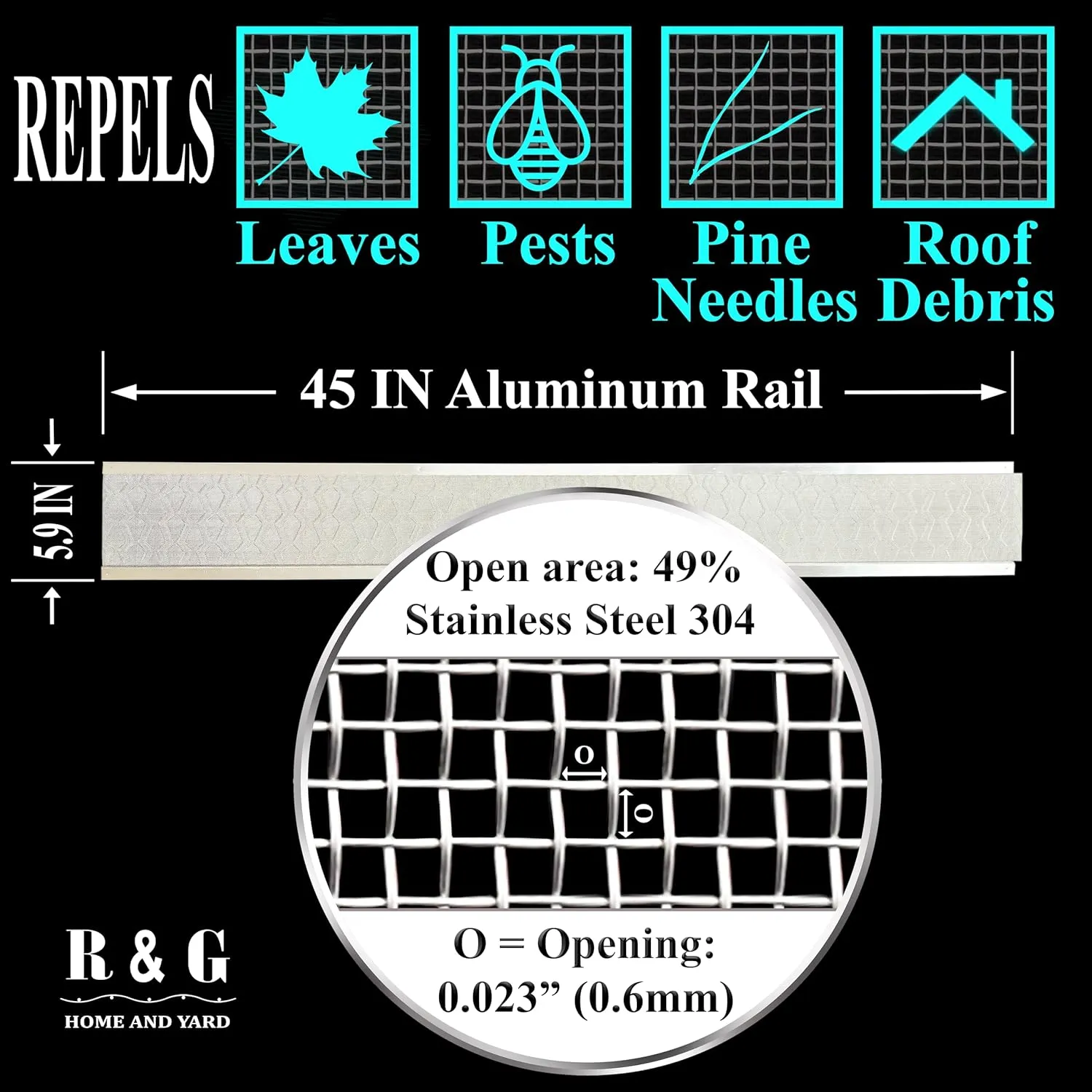 R & G Home and Yard Gutter Guard - True 90 FT Set (5.9 in x 45 in, 24 PCS), Fit 5 Inch Gutter and Smaller Gutters - Premium Stainless Steel Micro Mesh Gutter Guards - Contractor Grade, Easy DIY