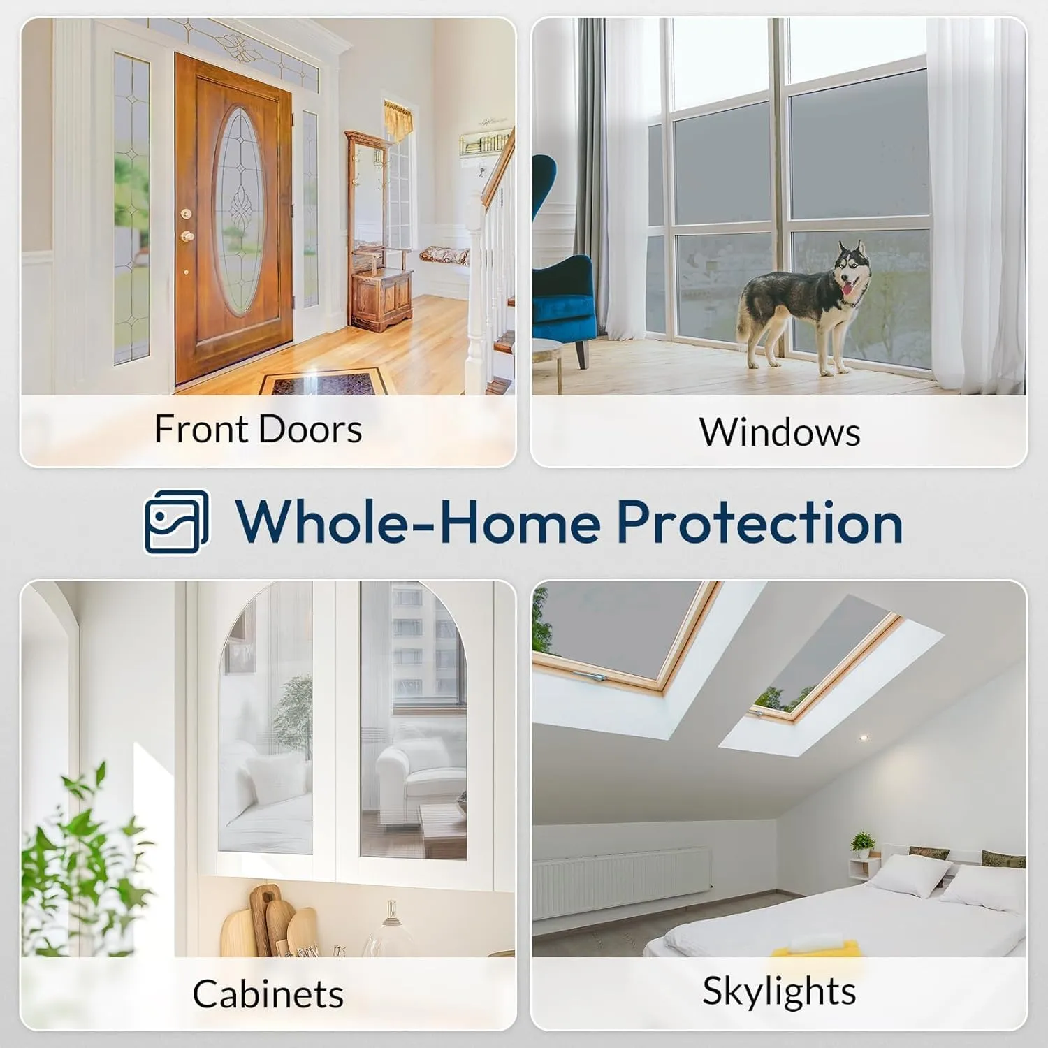 rabbitgoo One Way Window Privacy Film Tint with 3 Tools for Home, Sun Heat UV Blocking Control Reflective Mirror Tint Film See Out Not in Office Door Coverings, Black Silver, 35.4 x 78.7 inches