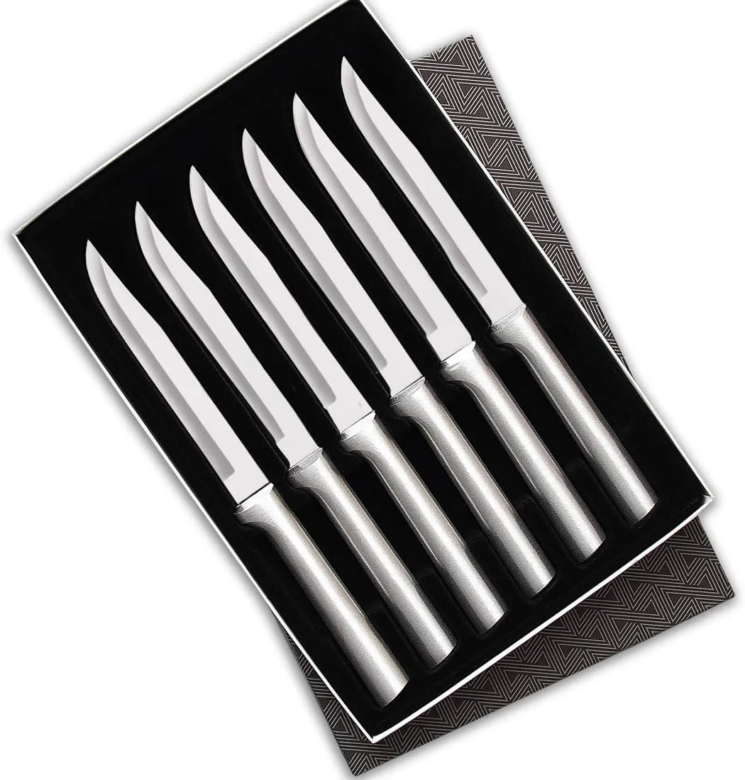 Rada Cutlery 6-Piece Utility Steak Knife Gift Set, Made in USA, Silver Handles