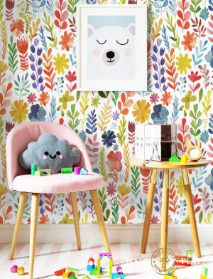 Rainbow Floral Removable Wallpaper