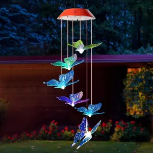 Rayvia Solar Butterfly LED Wind Chimes - Color-Changing Waterproof Outdoor Decoration