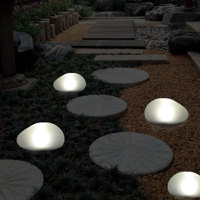 Rayvia Solar Pebble LED Landscape Light - Modern Outdoor Solar Garden Lighting