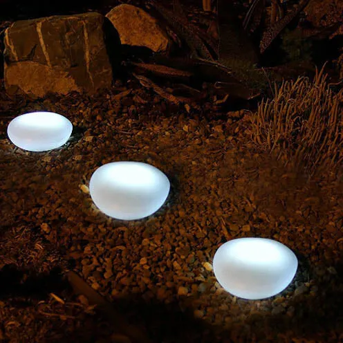 Rayvia Solar Pebble LED Landscape Light - Modern Outdoor Solar Garden Lighting