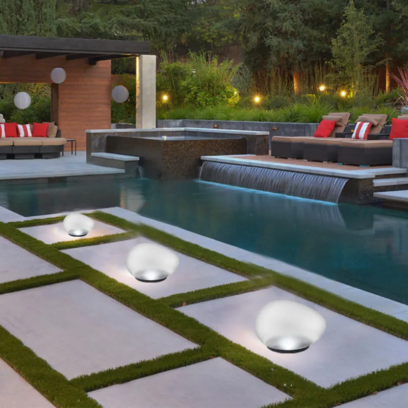 Rayvia Solar Pebble LED Landscape Light - Modern Outdoor Solar Garden Lighting