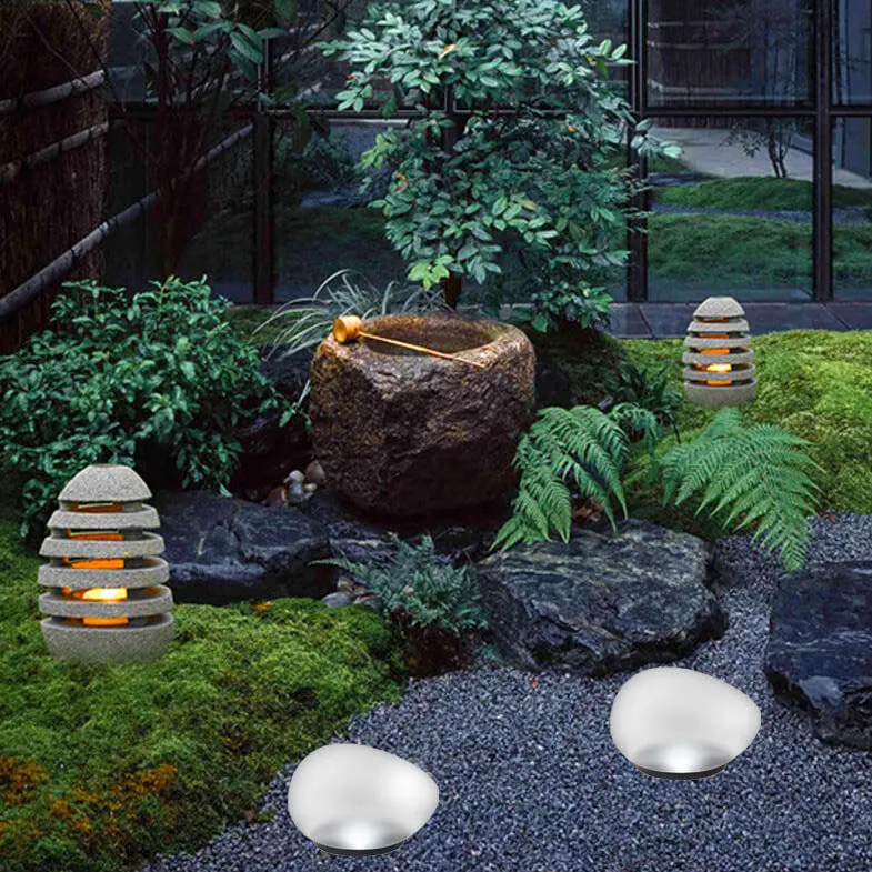 Rayvia Solar Pebble LED Landscape Light - Modern Outdoor Solar Garden Lighting