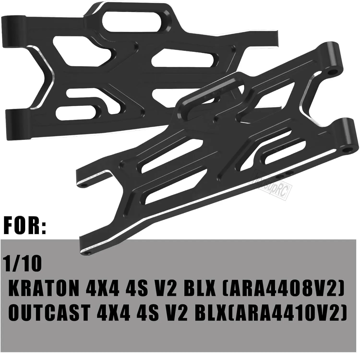 RC Aluminum Suspension Arms Set&Hubs Caster Blocks&Front Steering Block Knuckles&Rear Hubs Upgrades Parts for 1/10 Kraton/Outcast V2 4S BLX,Front Rear Suspension Arms Hops Up,Black