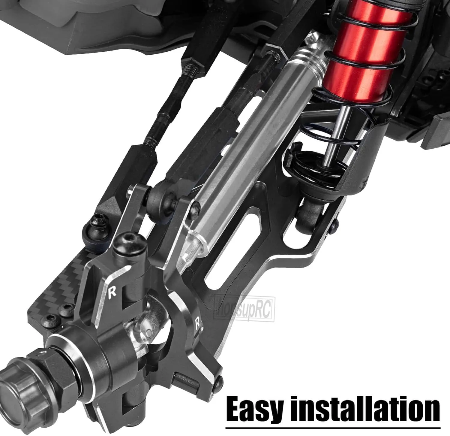 RC Aluminum Suspension Arms Set&Hubs Caster Blocks&Front Steering Block Knuckles&Rear Hubs Upgrades Parts for 1/10 Kraton/Outcast V2 4S BLX,Front Rear Suspension Arms Hops Up,Black