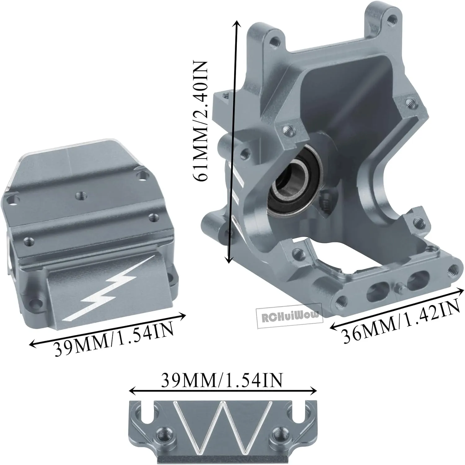RC Diff Housing Gearbox Case Upgrades Part for 1/8 Typhon Kraton Outcast Notorious 6S BLX,1/7 Infraction Limitless Mojave Felony 6S BLX,Front Rear Transmission Box w/ 43T 10T Gear,Titanium