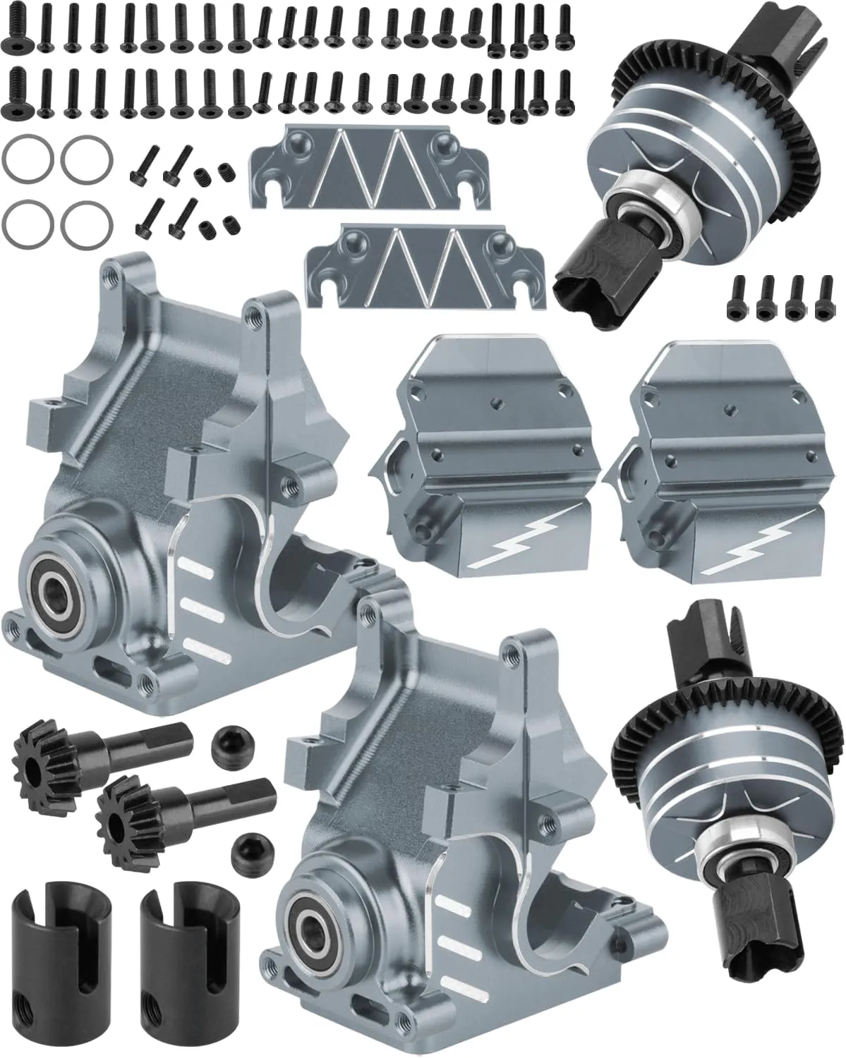 RC Diff Housing Gearbox Case Upgrades Part for 1/8 Typhon Kraton Outcast Notorious 6S BLX,1/7 Infraction Limitless Mojave Felony 6S BLX,Front Rear Transmission Box w/ 43T 10T Gear,Titanium