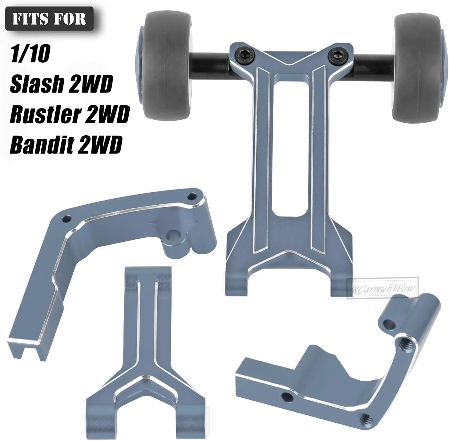 RC Wheelie Bar Kit Upgrades Part for 1/10 Slash/Rustler/Bandit 2WD,Alloy Aluminium Adjustable Wheelie Bar Kit Tail Hops Up,Titanium