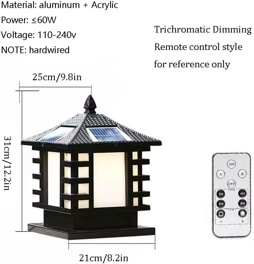 RCIDOS Solar Waterproof Lamp Shade Community Column Headlight 1-Pack Outdoor Pillar Light Courtyard Acrylic Lighting Fixture E27 Base - Landscape Decoration Pillar Lamp for Landscape Patio Gard