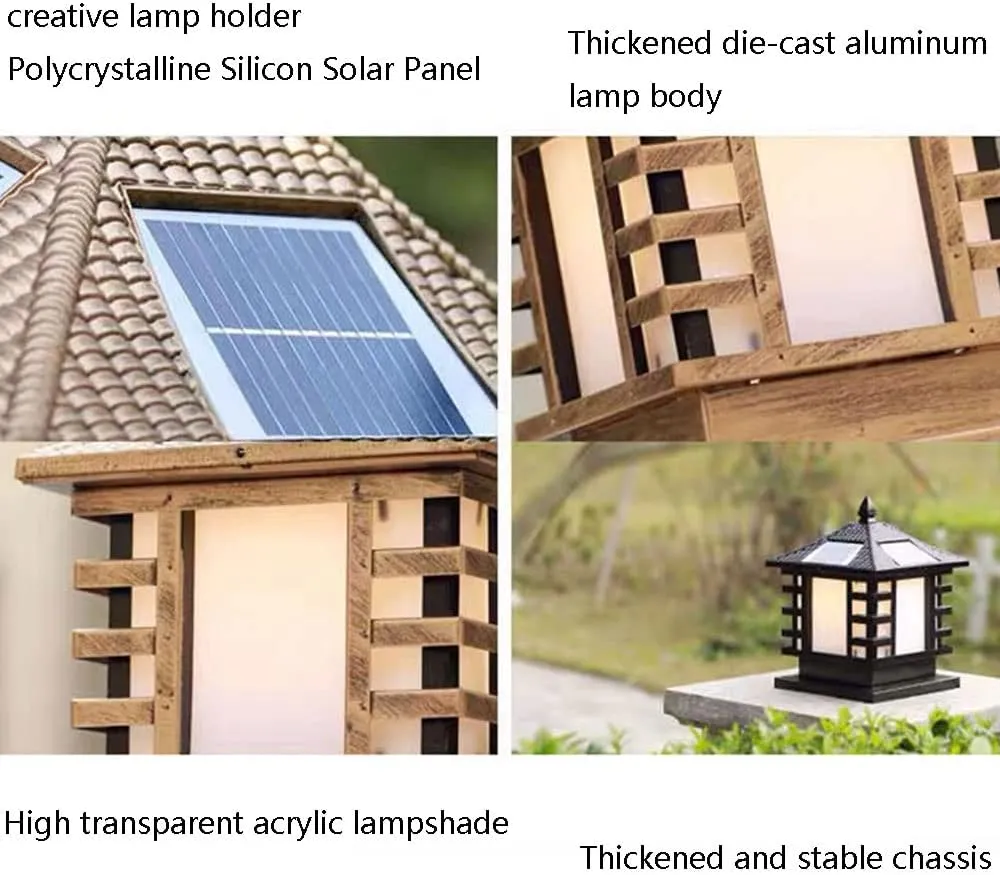 RCIDOS Solar Waterproof Lamp Shade Community Column Headlight 1-Pack Outdoor Pillar Light Courtyard Acrylic Lighting Fixture E27 Base - Landscape Decoration Pillar Lamp for Landscape Patio Gard