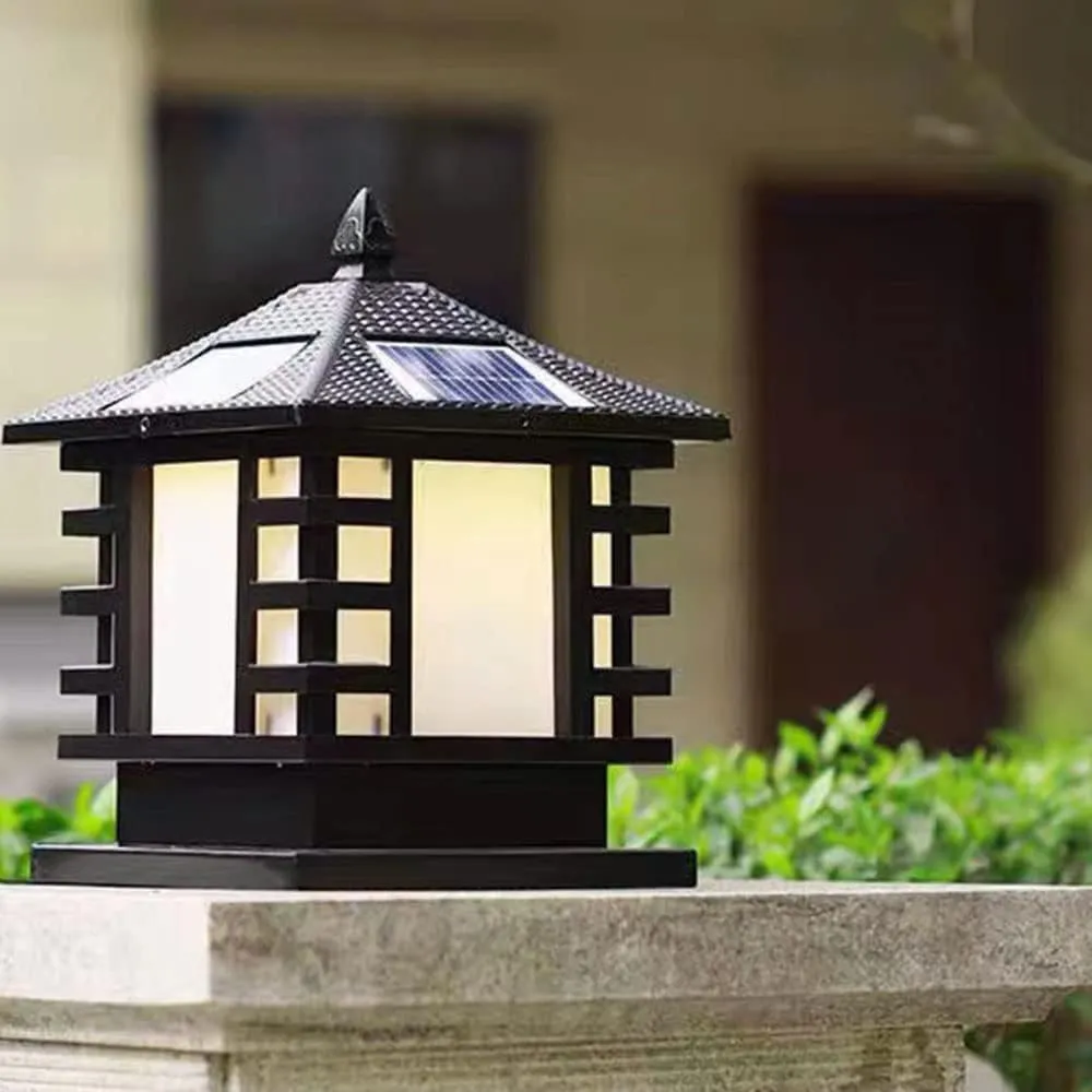 RCIDOS Solar Waterproof Lamp Shade Community Column Headlight 1-Pack Outdoor Pillar Light Courtyard Acrylic Lighting Fixture E27 Base - Landscape Decoration Pillar Lamp for Landscape Patio Gard