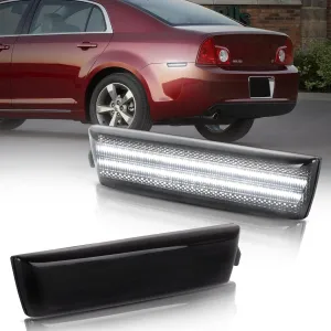 Rear LED Side Marker Lights - Compatible with 2008-2012 Chevy Malibu, Smoked & White LED Blinker Lamps