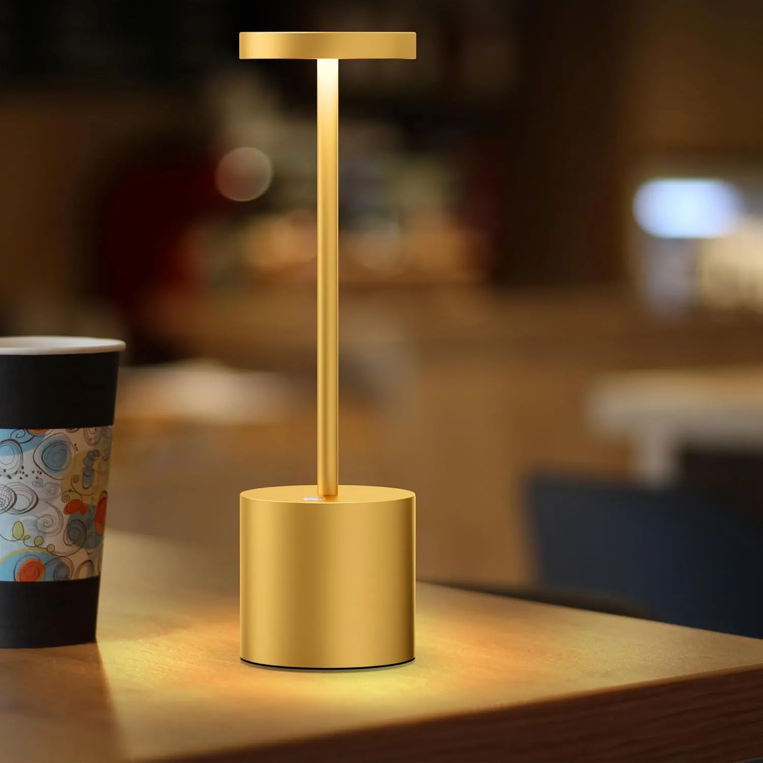 Rechargeable Cordless Table Lamp,LED Battery Operated Desk Lamp Outdoor Portable 5000mAh Powered 3 Level Brightness Dimmable Light for Patio Restaurant Dining Home 2Pack Gold