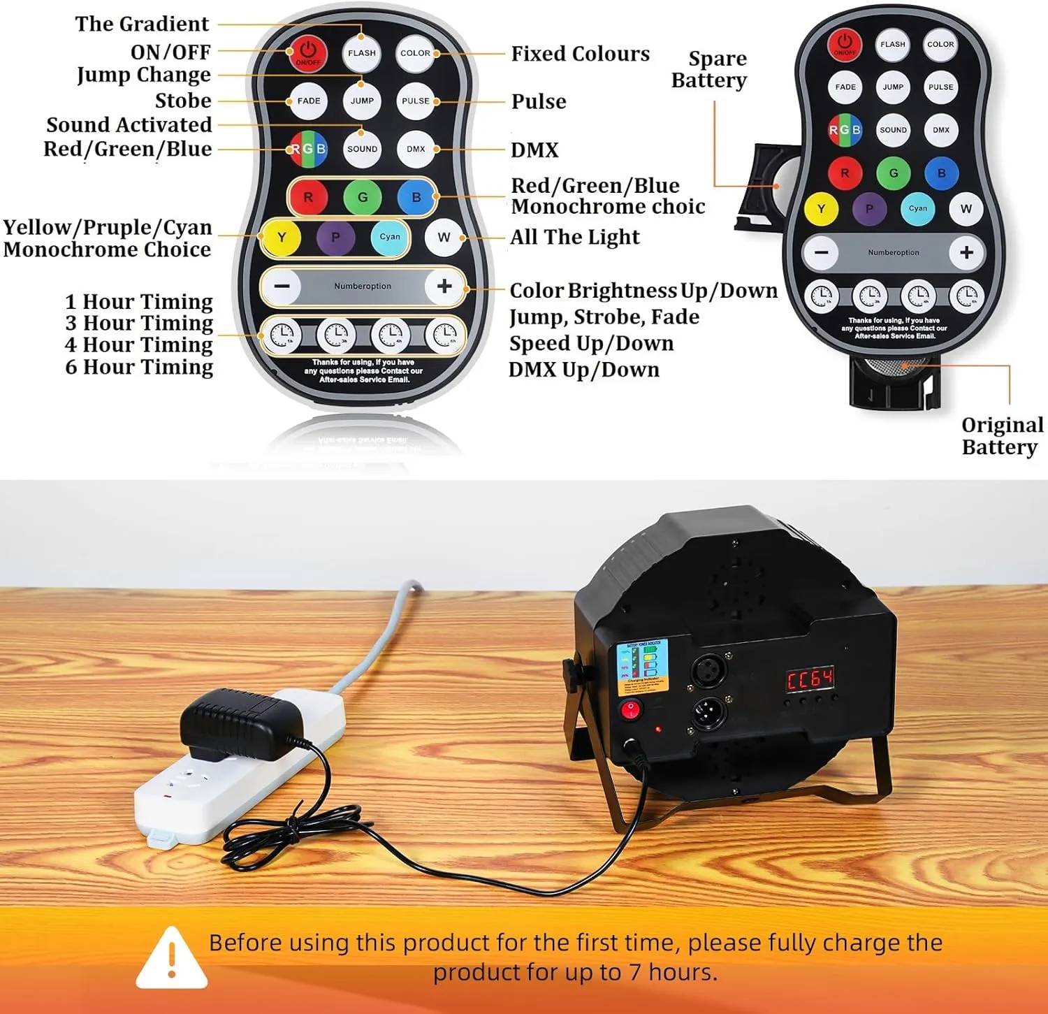 Rechargeable Par Can Lights U`King Wireless LED Uplights Battery Powered Uplighting RGB 36W Stage Lighting for Events DJ Disco Wedding Party - 4 Pack