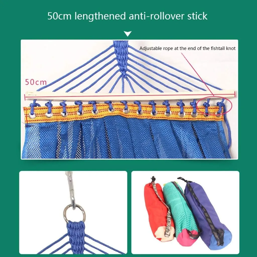 Recreation Double Hammock Anti-Rollover Mesh Breathable Mesh Leisure for Indoor and Outdoor Can Withstand Weight 250kg Gifts for Hikers
