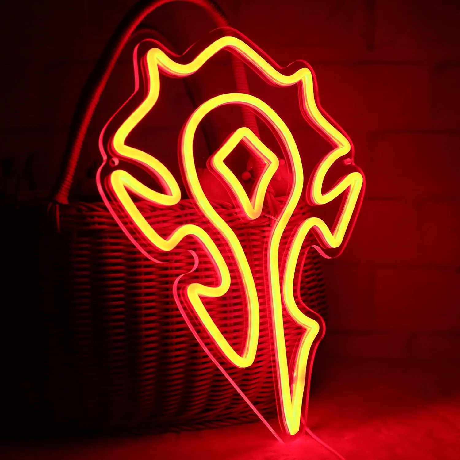 Red-Horde Neon Sign World of War Craft Themed Neon Lights Light Up Your Game Fantasy World for Wall Decor Kids Room Bedroom Teens Room Game Deco