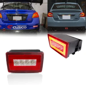 Red Lens 3-In-1 LED Rear Fog Light Kit Compatible with 2011-up Subaru Impreza WRX/STi XV Crosstrek, Functions as Tail Lamp, Brake Lamp, Backup Reverse Light