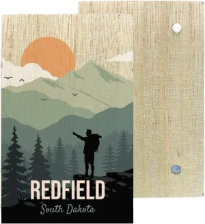 Redfield South Dakota 2" x 3" Wooden Fridge Magnet Hiking Design Camping Souvenir 4 Pack