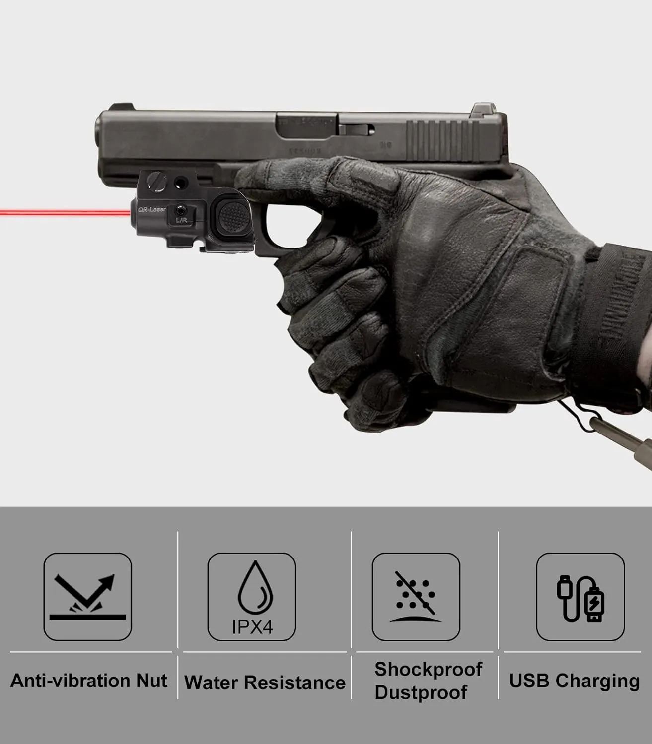 Red/Green/Blue Laser Sight Ultra Compact Tactical Pistol Laser Beam, Rechargeable Dot Sight for Pistols with Picatinny Rail, Class IIIA, Less Than 5mW