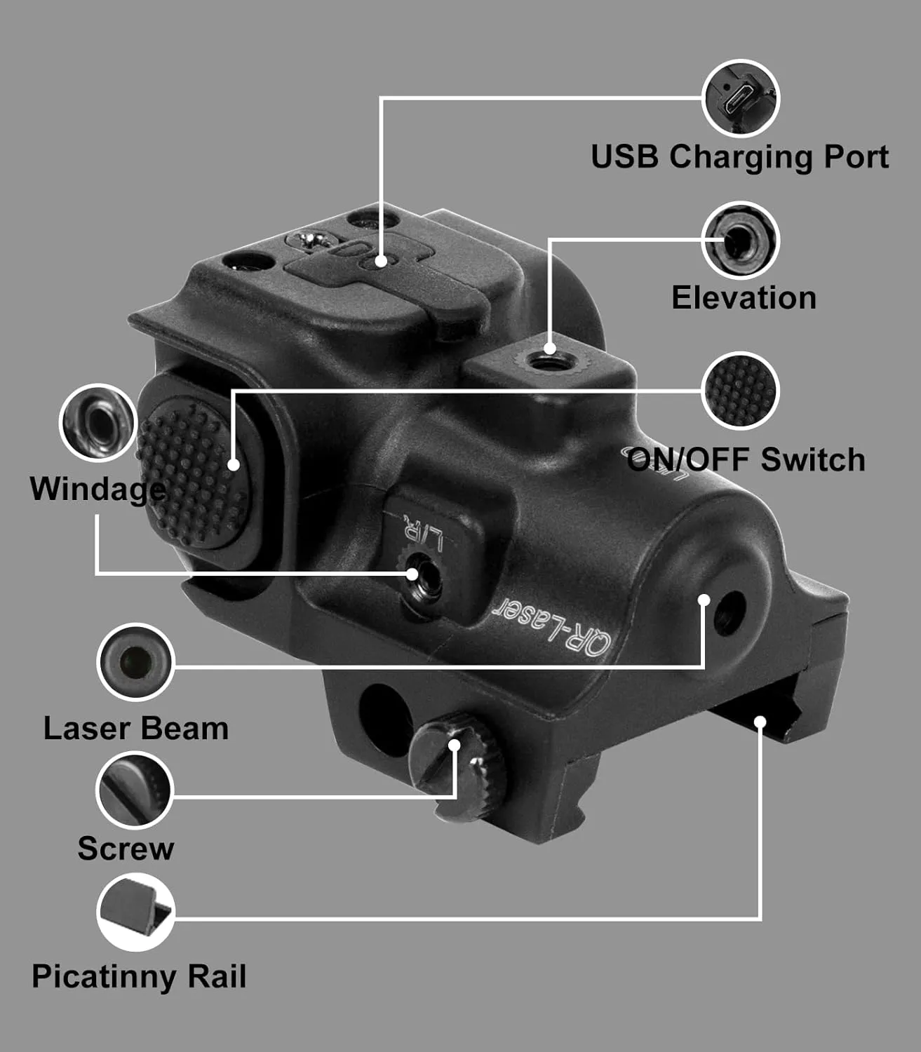 Red/Green/Blue Laser Sight Ultra Compact Tactical Pistol Laser Beam, Rechargeable Dot Sight for Pistols with Picatinny Rail, Class IIIA, Less Than 5mW