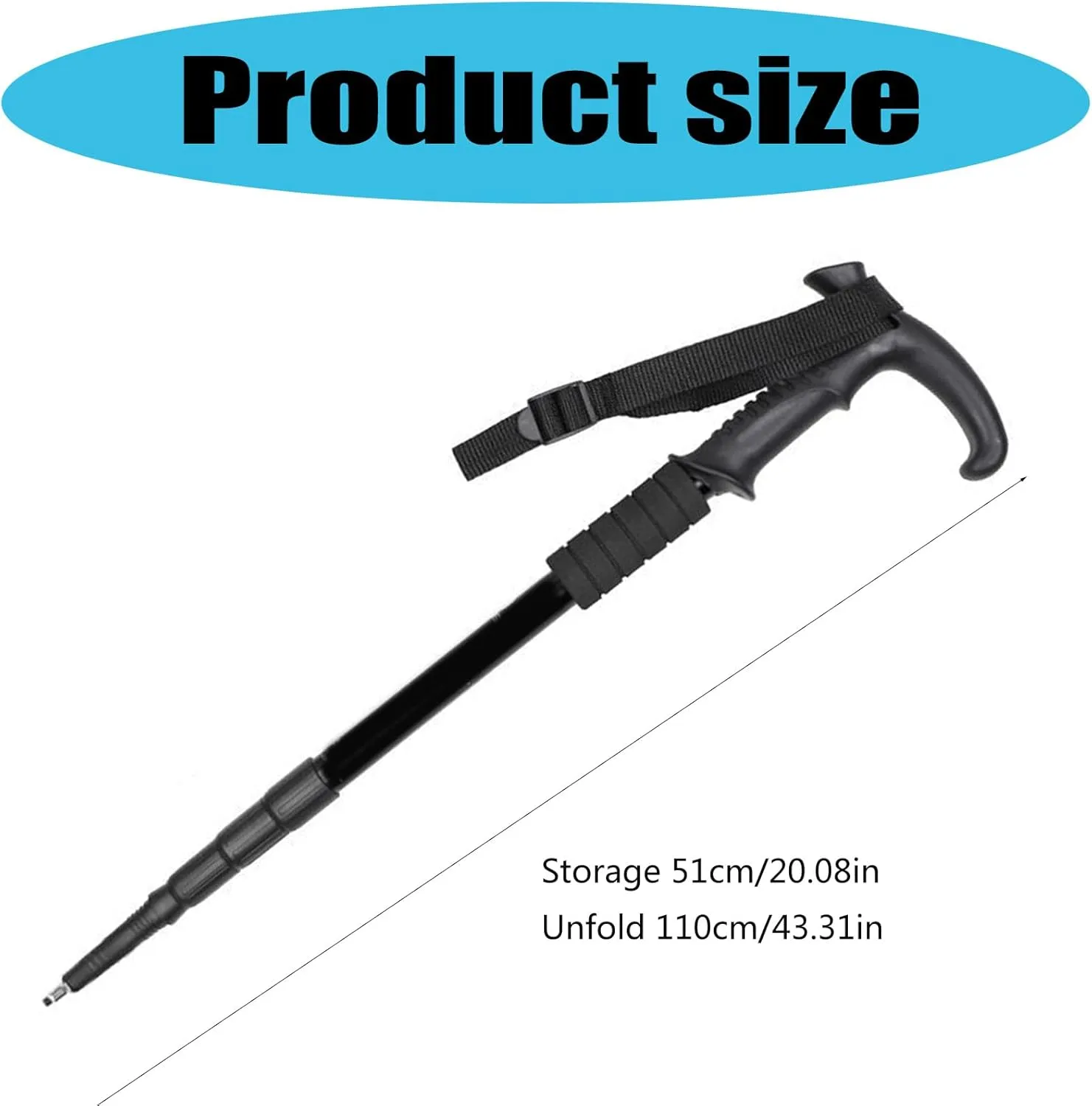 Regulable Aluminum Hiking Stick Portables Ergonomic Bents Handle Trekking Poles for Hiking and Outdoor Mountaineering Poles