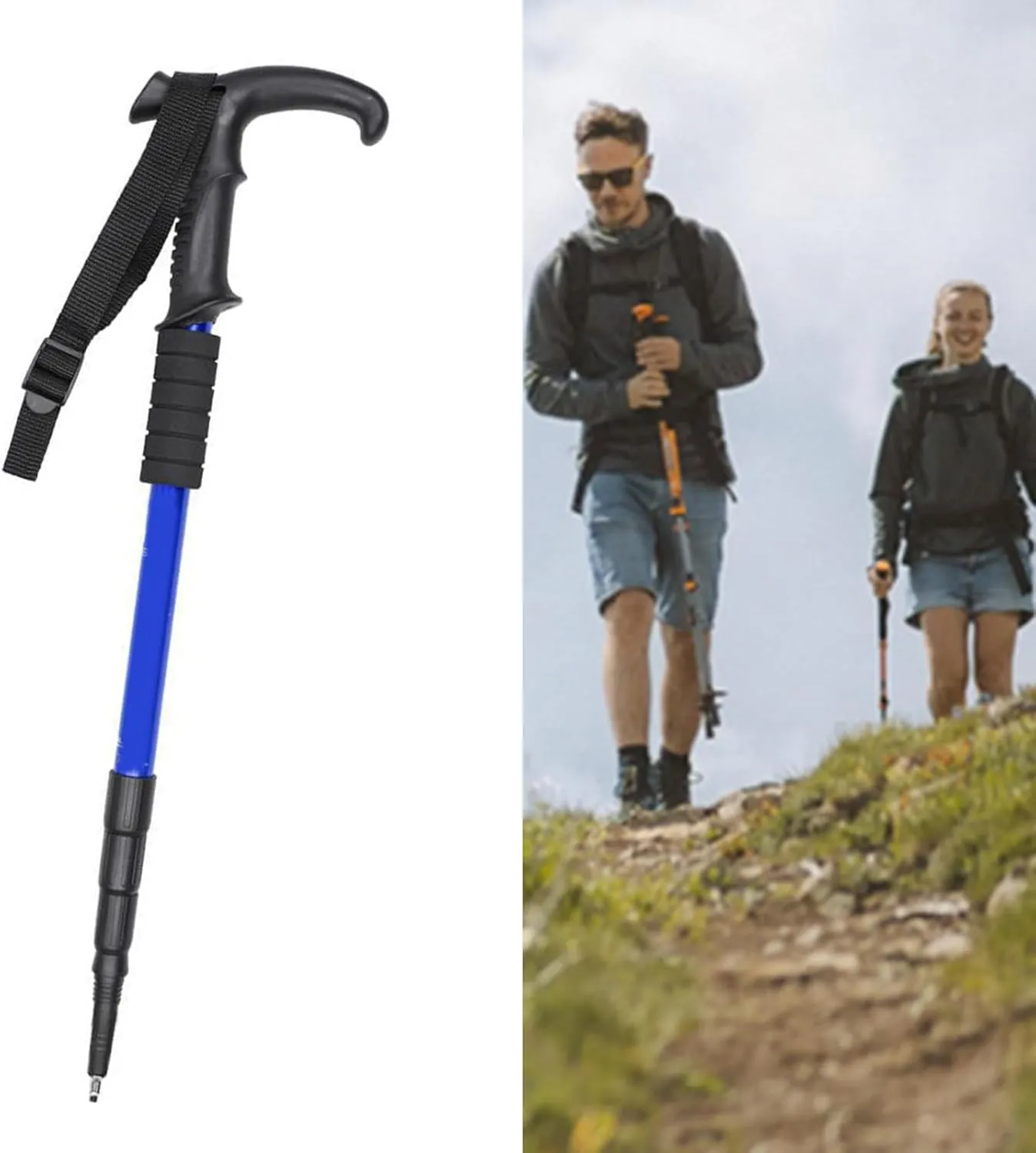 Regulable Aluminum Hiking Stick Portables Ergonomic Bents Handle Trekking Poles for Hiking and Outdoor Mountaineering Poles