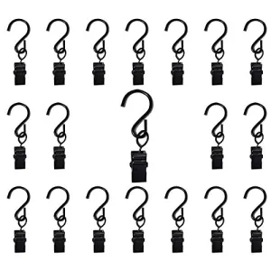 Renashed 50 Pack Curtain Clip String Hanger Outdoor Indoor Photo Hook Stainless Steel Hook Silver (Black)