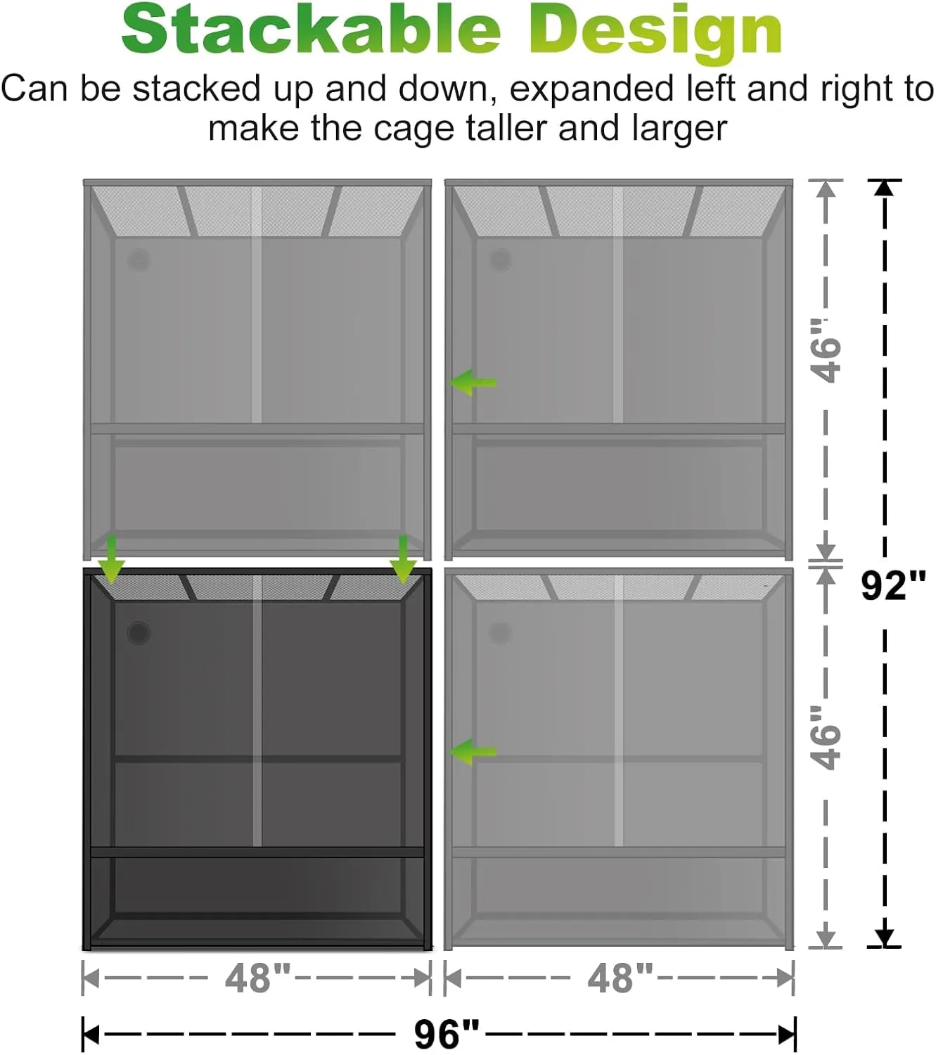 Reptile Tank 230 Gallon, 48"x24"x46" Large Reptile Enclosure for Bearded Dragon and Ball Python, Extra Tall Snake Terrarium with Front Opening Tempered Glass Door, Combination Lock