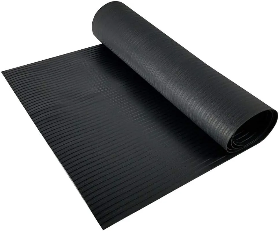 RESILIA Black Plastic Floor Runner - Embossed Wide Rib Waterproof Vinyl, Heavy Duty Protector Mat for Indoor Hardwood, Hard Floors, Garage, Entryway, Kitchen, & Outdoor Use, 27” x 6’, Made in the USA