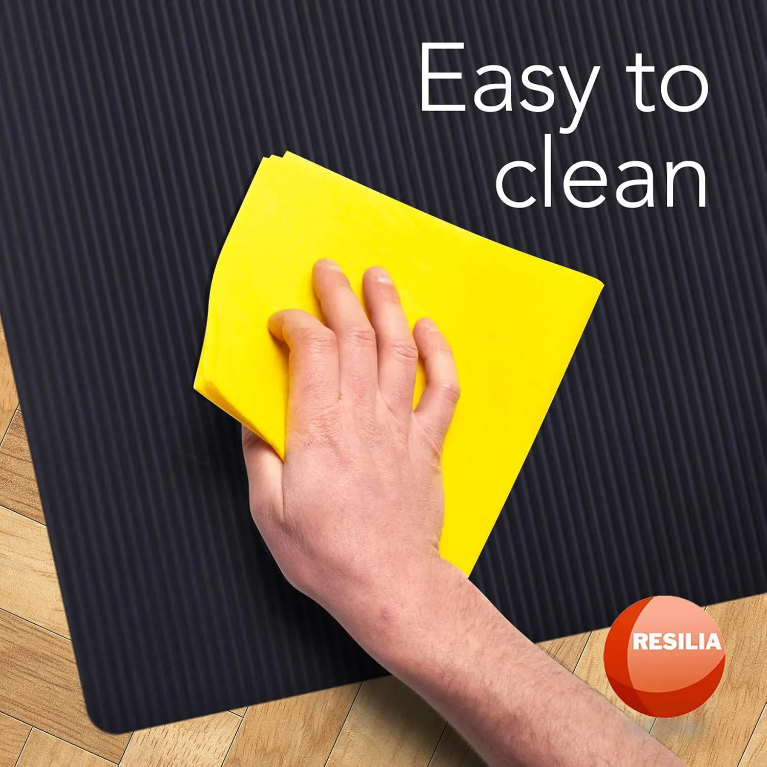 RESILIA Black Plastic Floor Runner - Embossed Wide Rib Waterproof Vinyl, Heavy Duty Protector Mat for Indoor Hardwood, Hard Floors, Garage, Entryway, Kitchen, & Outdoor Use, 27” x 6’, Made in the USA
