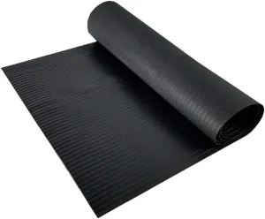 RESILIA Black Plastic Floor Runner - Embossed Wide Rib Waterproof Vinyl, Heavy Duty Protector Mat for Indoor Hardwood, Hard Floors, Garage, Entryway, Kitchen, & Outdoor Use, 27” x 6’, Made in the USA