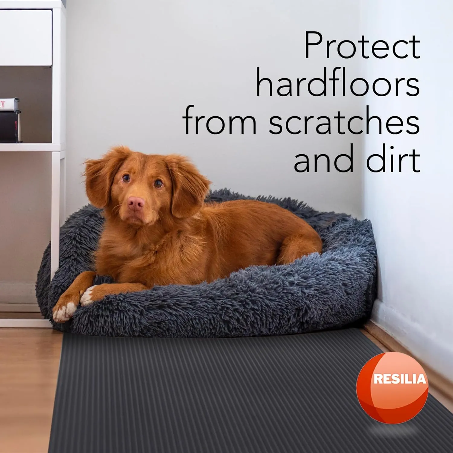 RESILIA Black Plastic Floor Runner - Embossed Wide Rib Waterproof Vinyl, Heavy Duty Protector Mat for Indoor Hardwood, Hard Floors, Garage, Entryway, Kitchen, & Outdoor Use, 27” x 6’, Made in the USA
