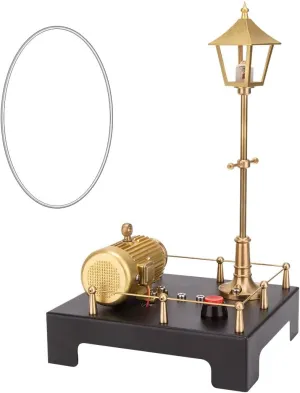 Retro Mini Steam Generator & Vintage Lamp Scene Model, Functional Real Steam Powered Generator Street Lamp, Physical Science Experimental Display for Hobbyists