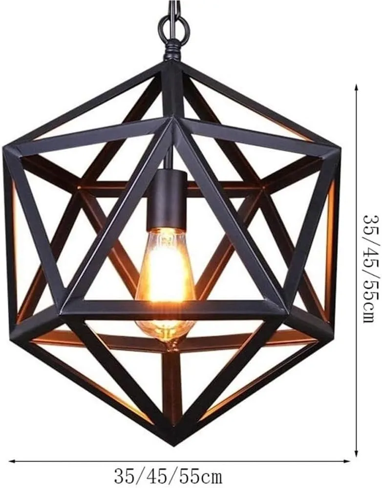 Retro Restaurant Industrial Wrought Iron Chandelier Eastedro Diamond Loft Retro Light Industrial American Country Style Hanging Ceiling Light for Cbar Internet Cafe(Edison Bulb,35X35Cm)/Edison Bulb/45