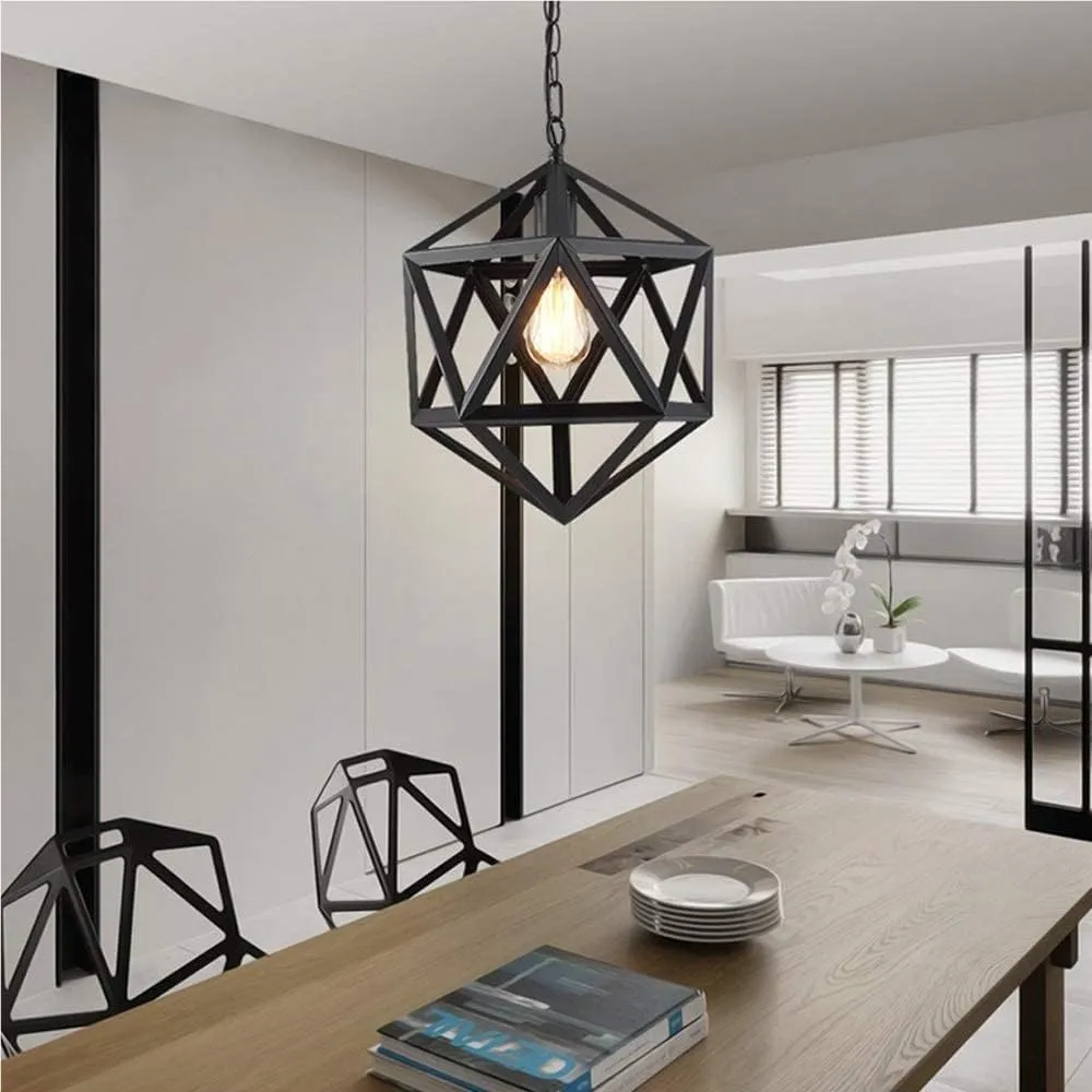 Retro Restaurant Industrial Wrought Iron Chandelier Eastedro Diamond Loft Retro Light Industrial American Country Style Hanging Ceiling Light for Cbar Internet Cafe(Edison Bulb,35X35Cm)/Edison Bulb/45