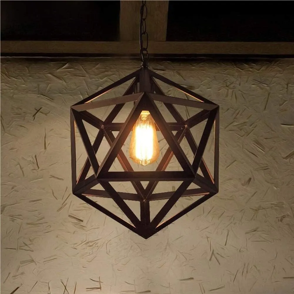 Retro Restaurant Industrial Wrought Iron Chandelier Eastedro Diamond Loft Retro Light Industrial American Country Style Hanging Ceiling Light for Cbar Internet Cafe(Edison Bulb,35X35Cm)/Edison Bulb/45