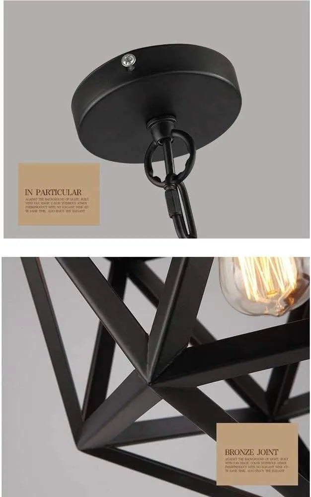 Retro Restaurant Industrial Wrought Iron Chandelier Eastedro Diamond Loft Retro Light Industrial American Country Style Hanging Ceiling Light for Cbar Internet Cafe(Edison Bulb,35X35Cm)/Edison Bulb/45